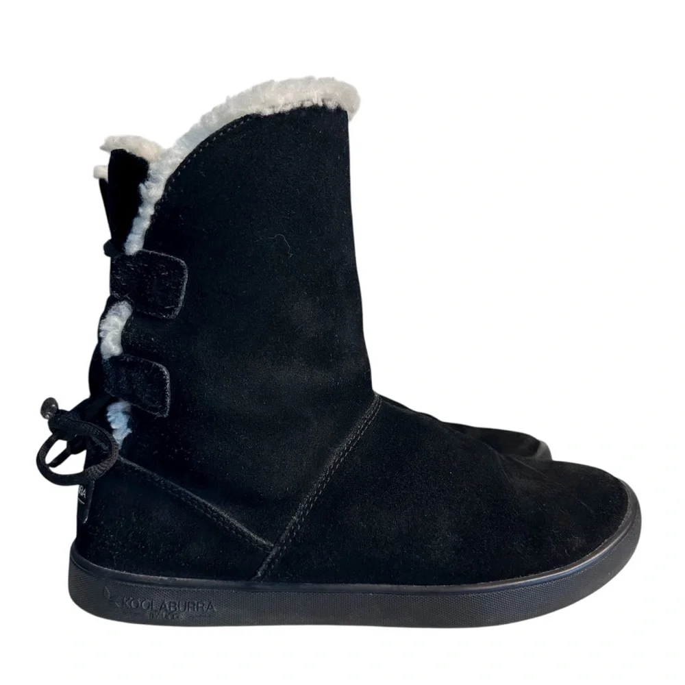 Koolaburra by UGG Shazi Short Tie Black Sheepskin Winter Boots